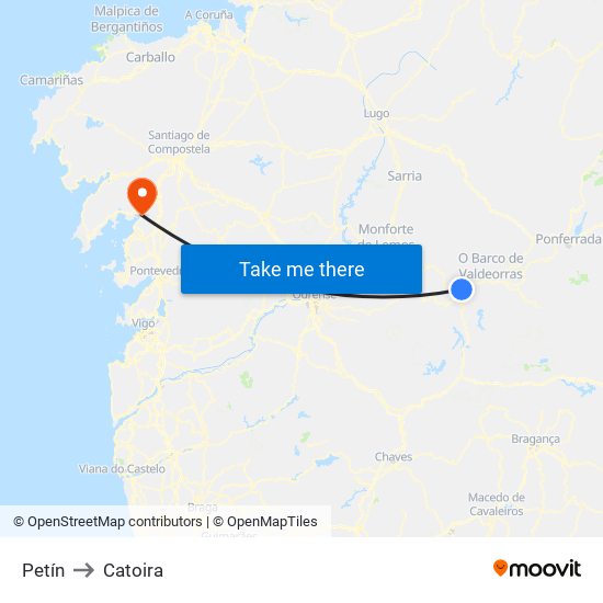 Petín to Catoira map