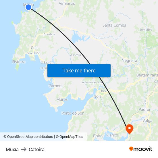 Muxía to Catoira map