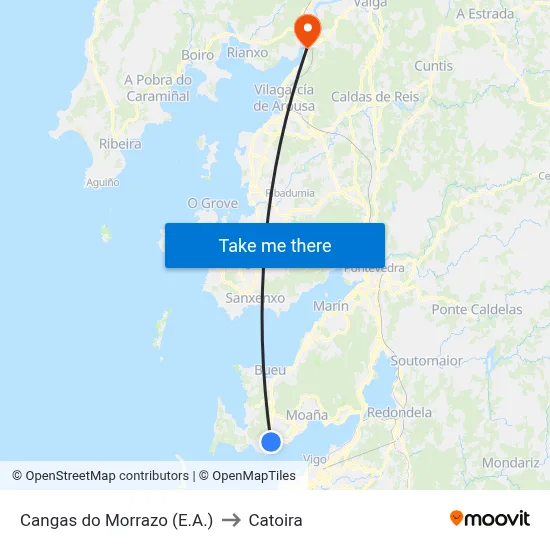 Cangas do Morrazo (E.A.) to Catoira map