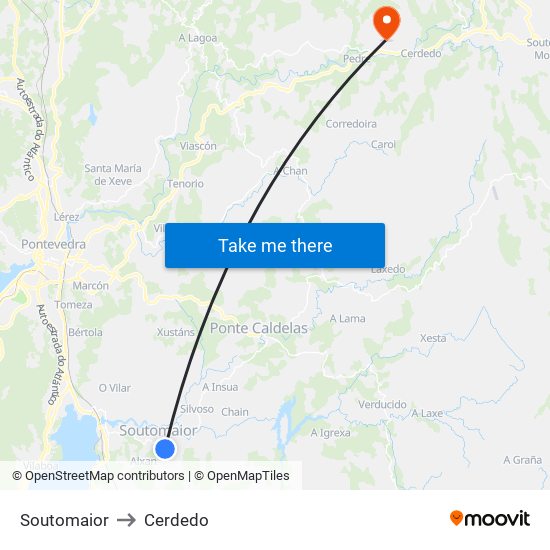 Soutomaior to Cerdedo map