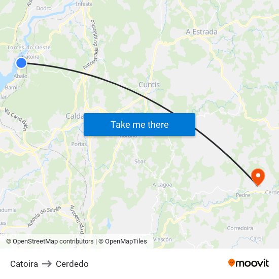 Catoira to Cerdedo map