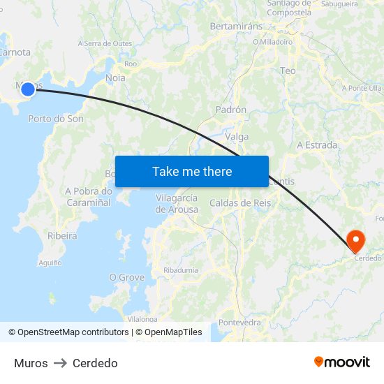 Muros to Cerdedo map