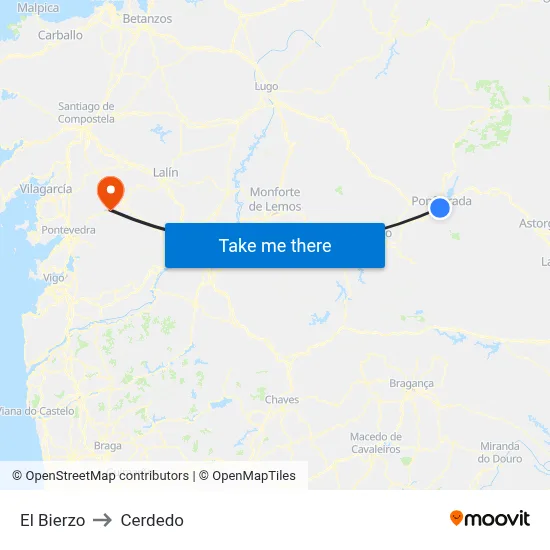 El Bierzo to Cerdedo map