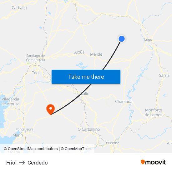Friol to Cerdedo map