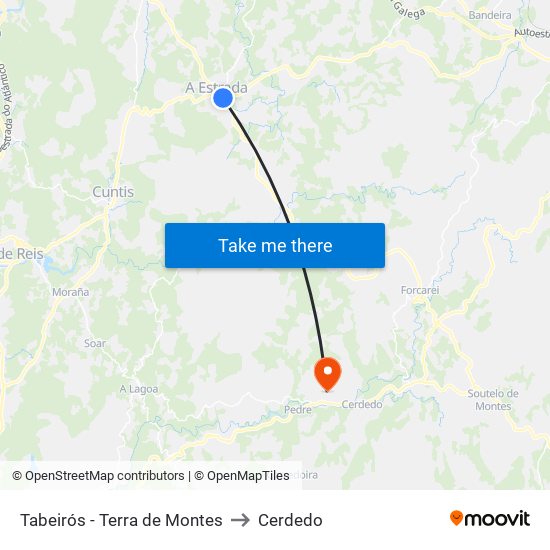 Tabeirós - Terra de Montes to Cerdedo map