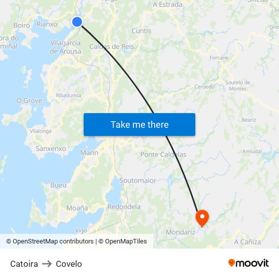 Catoira to Covelo map