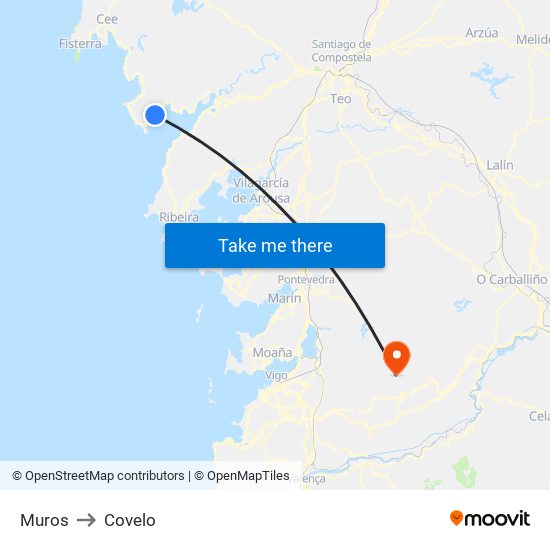 Muros to Covelo map