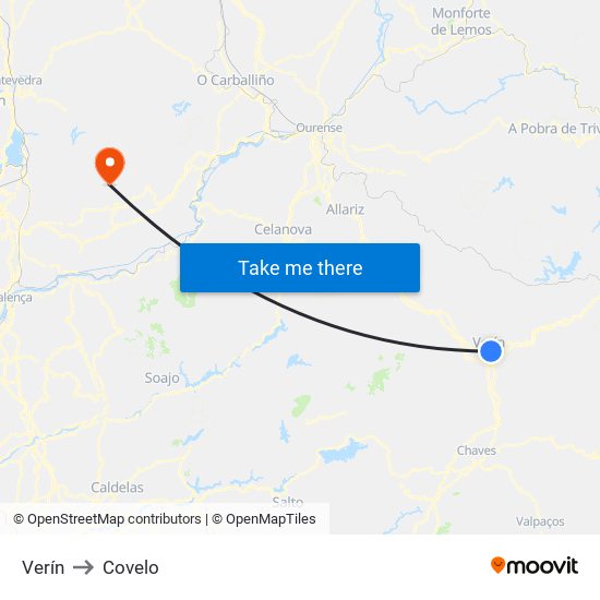Verín to Covelo map