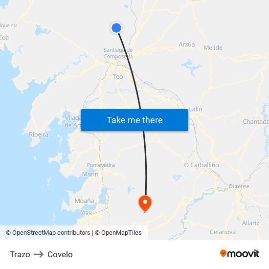 Trazo to Covelo map