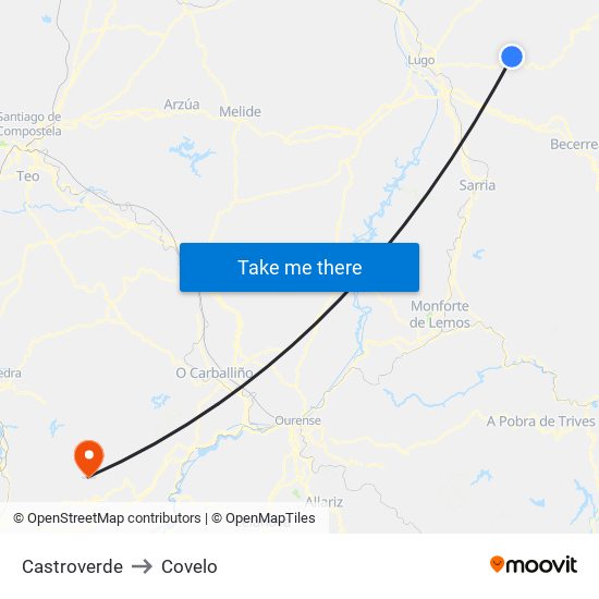 Castroverde to Covelo map