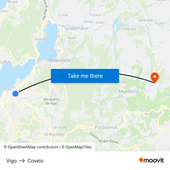 Vigo to Covelo map