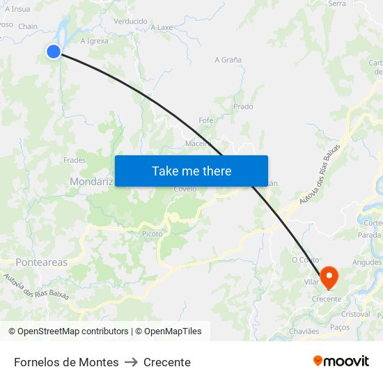 Fornelos de Montes to Crecente map