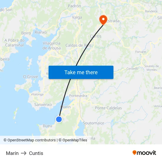 Marín to Cuntis map