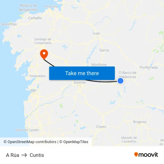 A Rúa to Cuntis map