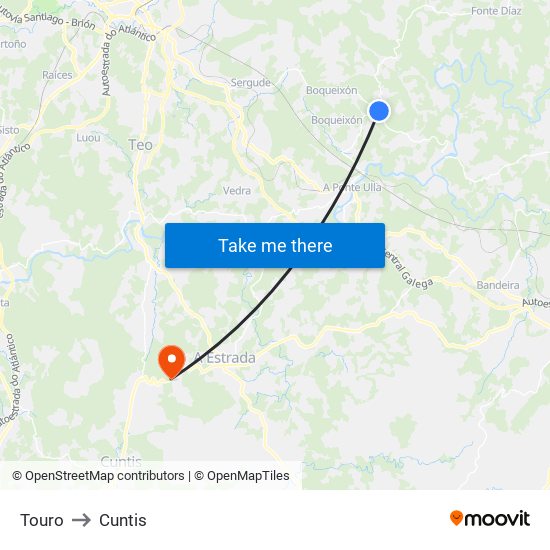 Touro to Cuntis map