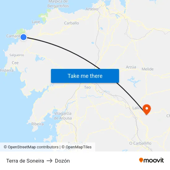 Terra de Soneira to Dozón map