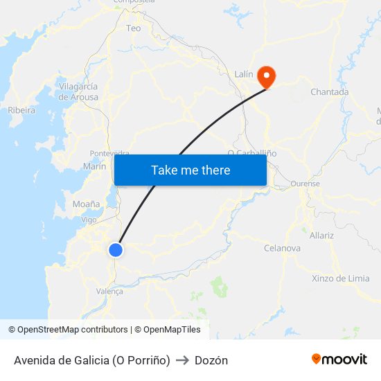 Avenida de Galicia (O Porriño) to Dozón map