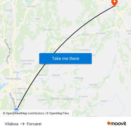 Vilaboa to Forcarei map