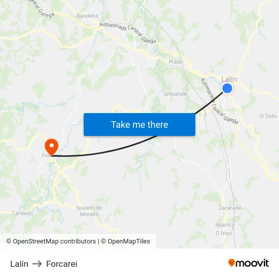 Lalín to Forcarei map