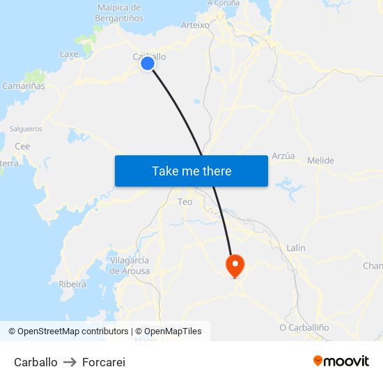 Carballo to Forcarei map