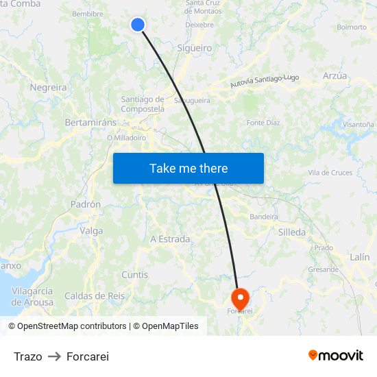 Trazo to Forcarei map
