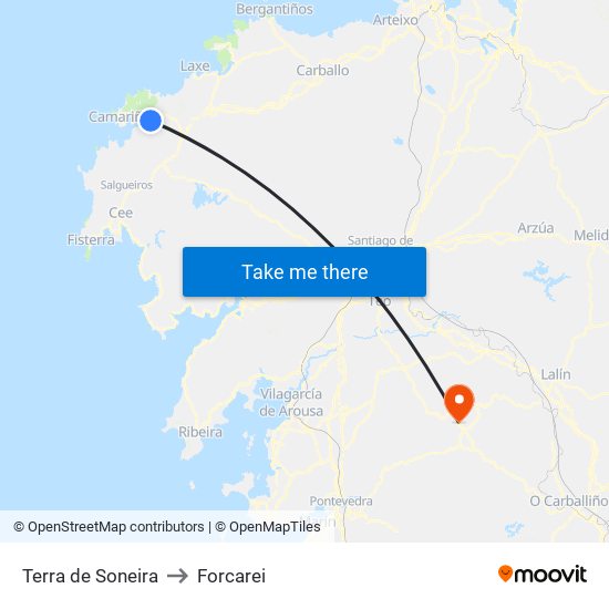 Terra de Soneira to Forcarei map