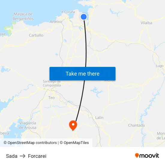 Sada to Forcarei map
