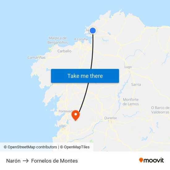 Narón to Fornelos de Montes map
