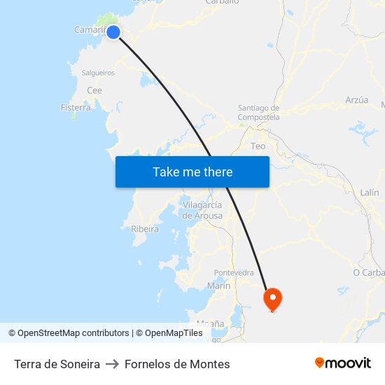 Terra de Soneira to Fornelos de Montes map