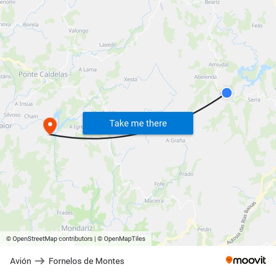 Avión to Fornelos de Montes map