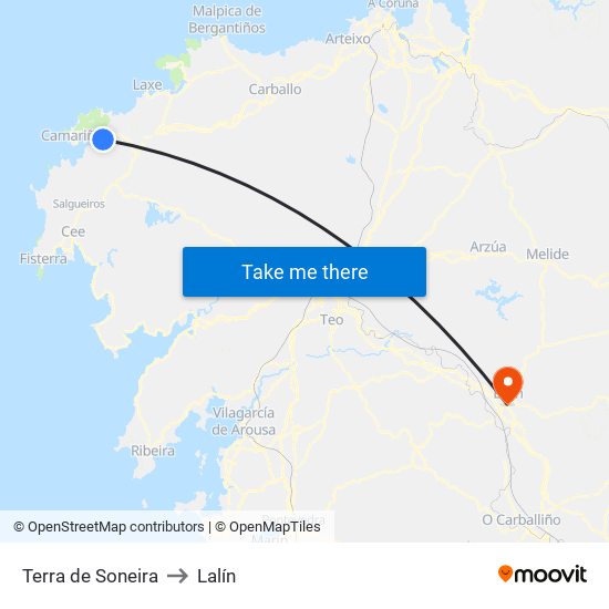 Terra de Soneira to Lalín map