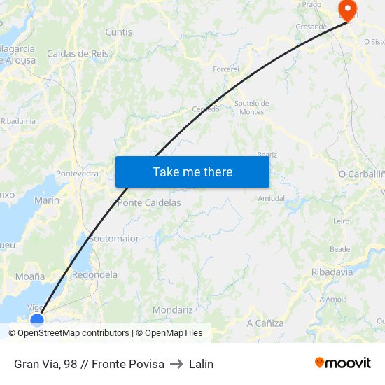 Gran Vía, 98 // Fronte Povisa to Lalín map