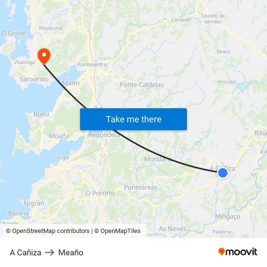 A Cañiza to Meaño map