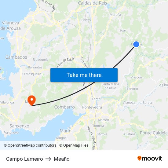 Campo Lameiro to Meaño map