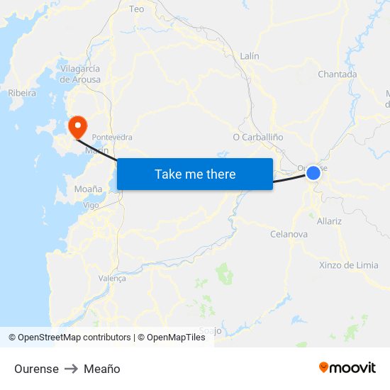 Ourense to Meaño map