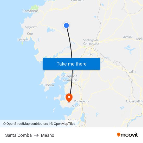 Santa Comba to Meaño map