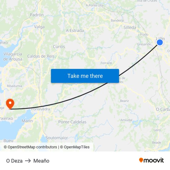 O Deza to Meaño map