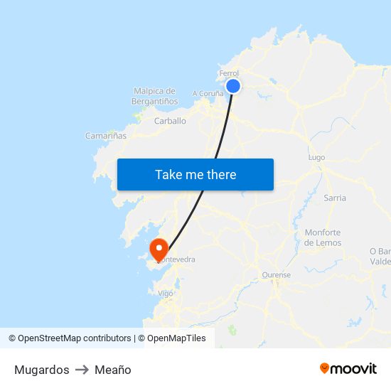Mugardos to Meaño map