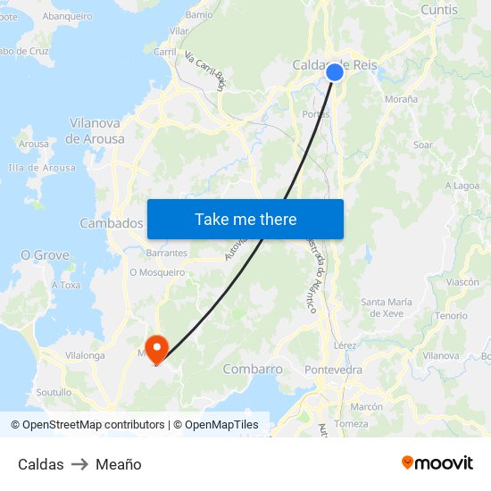 Caldas to Meaño map