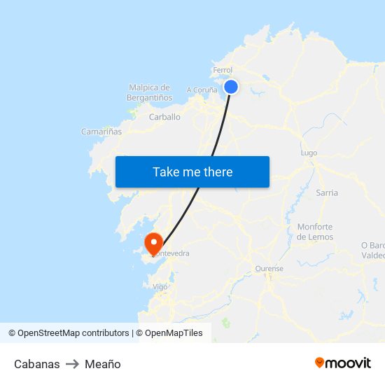 Cabanas to Meaño map