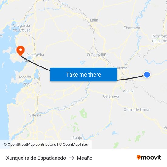 Xunqueira de Espadanedo to Meaño map