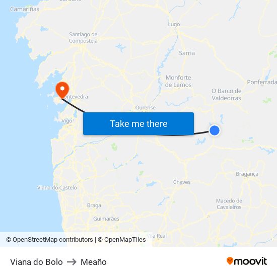 Viana do Bolo to Meaño map