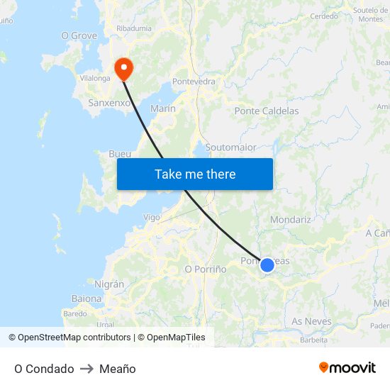O Condado to Meaño map