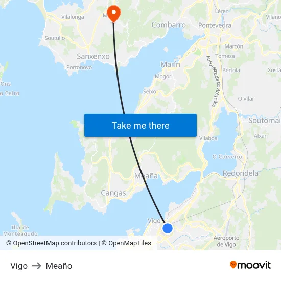 Vigo to Meaño map