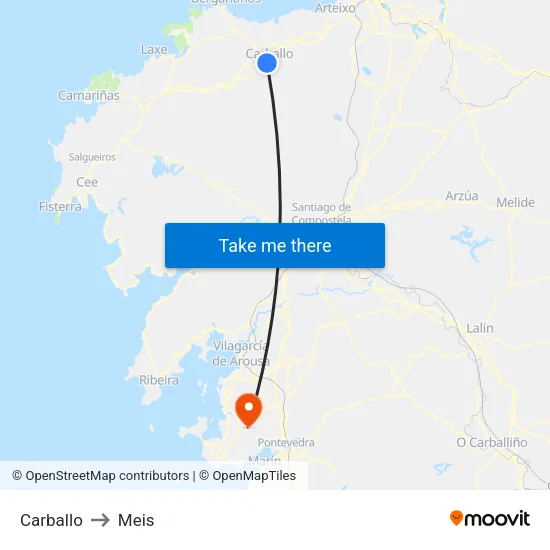 Carballo to Meis map