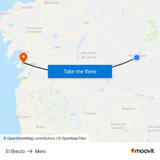El Bierzo to Meis map
