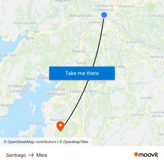Santiago to Meis map