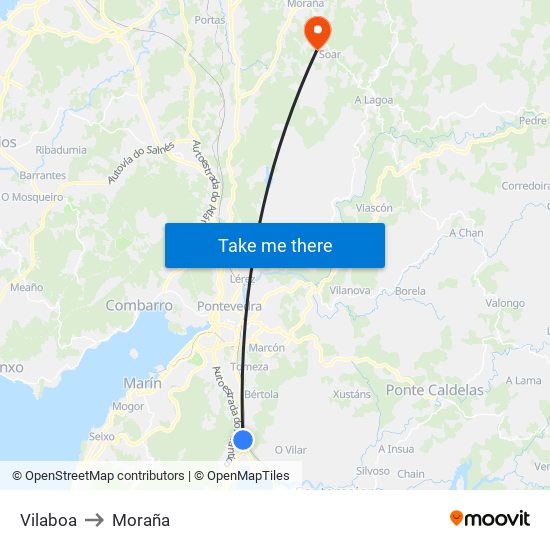 Vilaboa to Moraña map