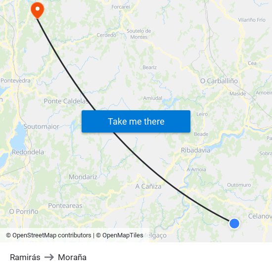 Ramirás to Moraña map