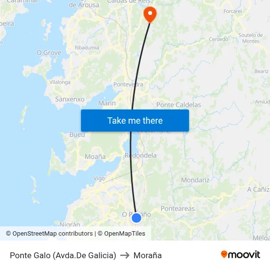 Ponte Galo (Avda.De Galicia) to Moraña map